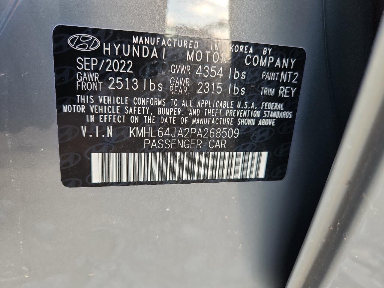 2023 Hyundai Sonata Sel VIN: KMHL64JA2PA268509 Lot: 84783505