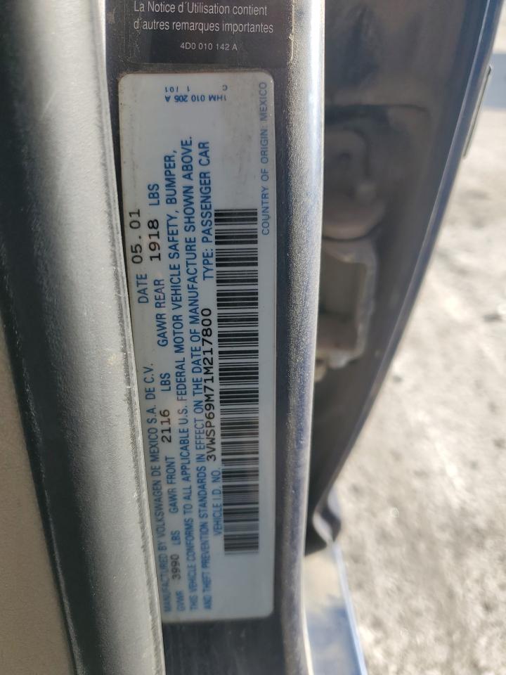 2001 Volkswagen Jetta Gls Tdi VIN: 3VWSP69M71M217800 Lot: 86326805