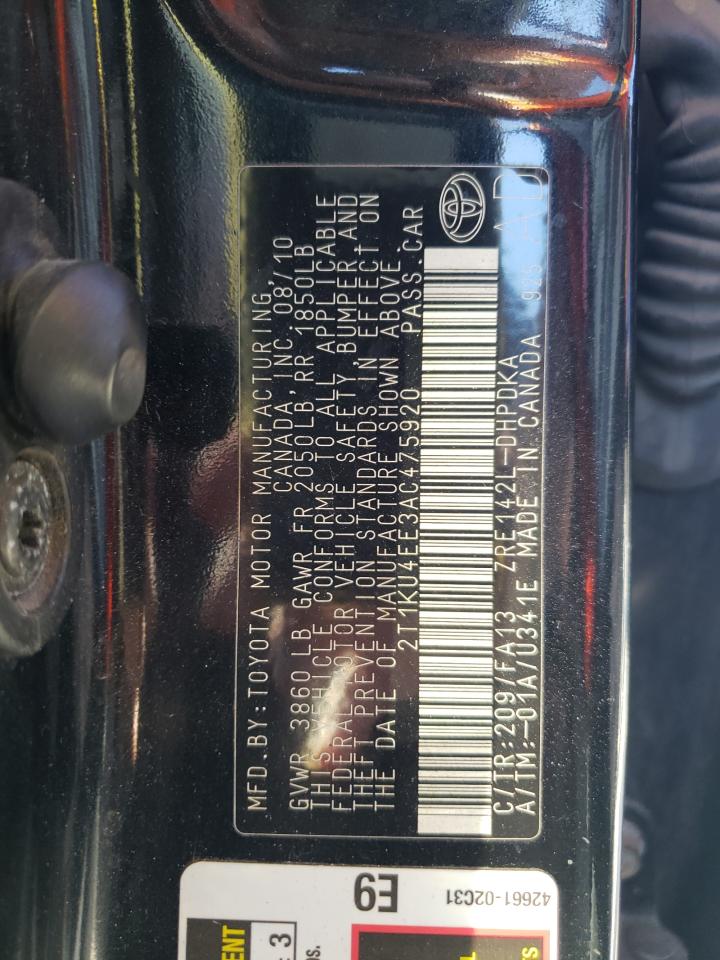 2010 Toyota Corolla Matrix VIN: 2T1KU4EE3AC475920 Lot: 82258695