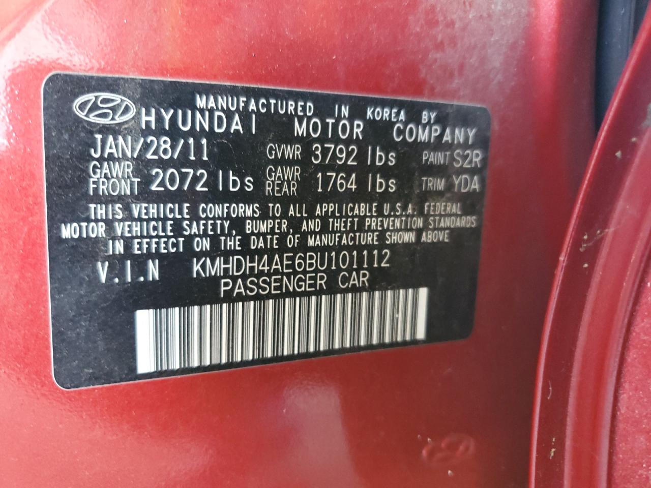 2014 Hyundai Elantra Se VIN: KMHDH4AE6EU101112 Lot: 85010415