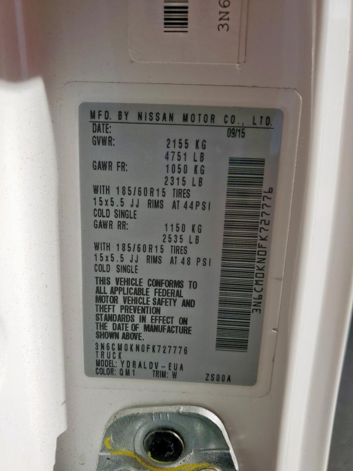 2015 Nissan Nv200 2.5S VIN: 3N6CM0KN0FK727776 Lot: 82785645