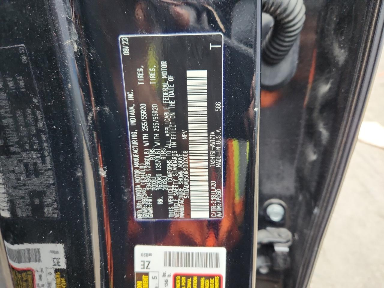 2024 Toyota Grand Highlander Limited VIN: 5TDADAB50RS002008 Lot: 86298225