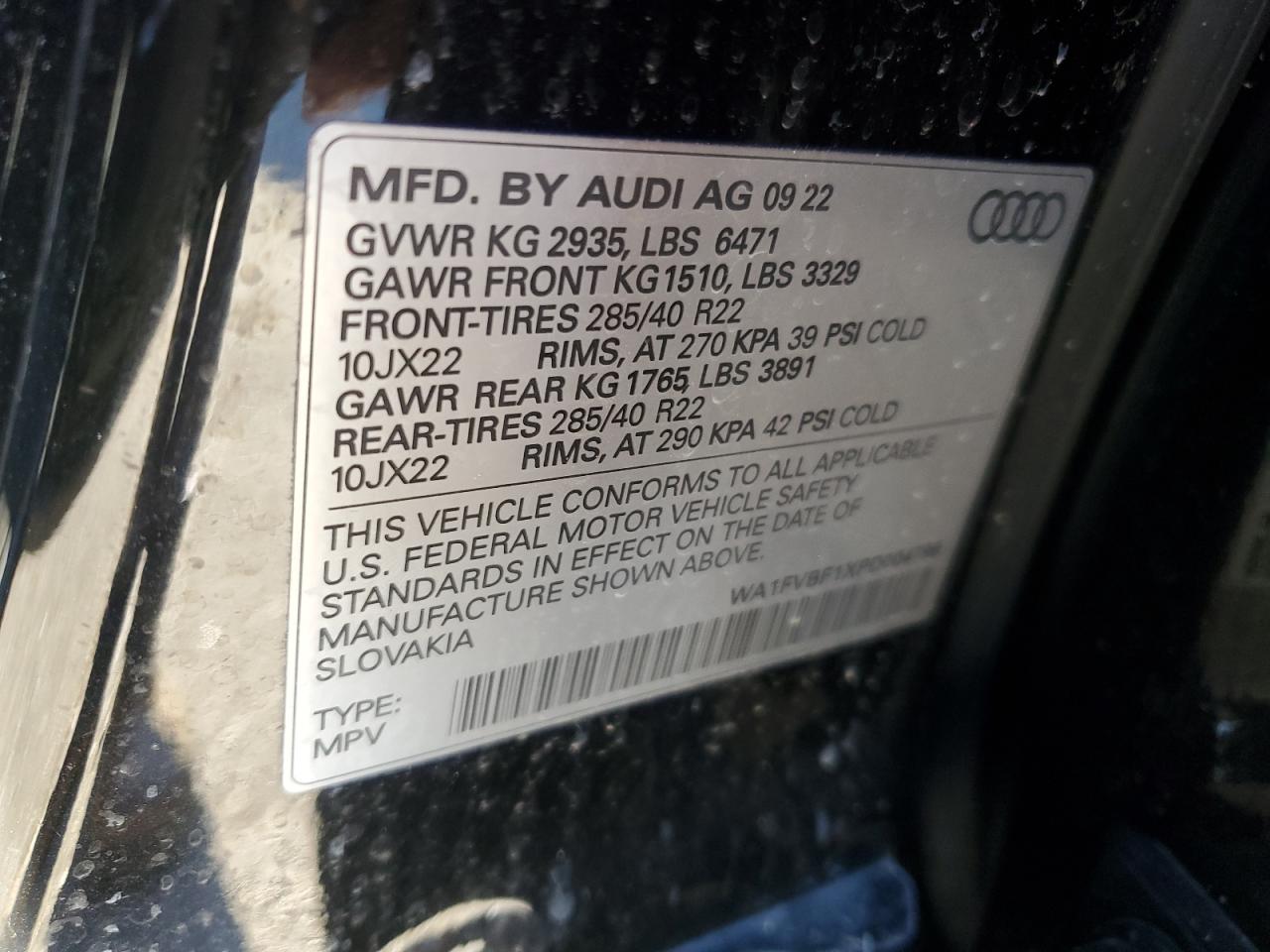 2023 Audi Q8 Prestige S-Line VIN: WA1FVBF1XPD004786 Lot: 86633135