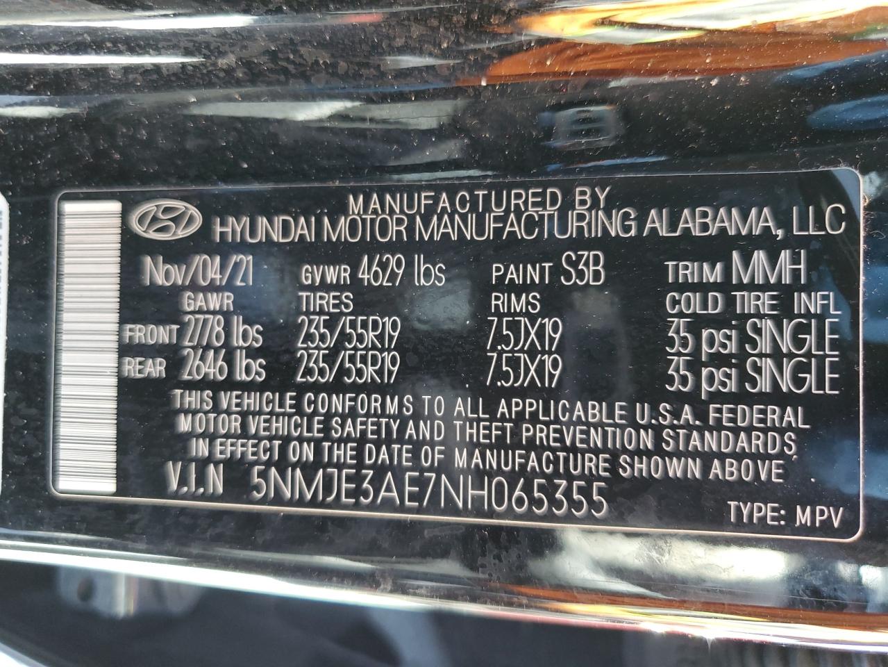 2022 Hyundai Tucson Limited VIN: 5NMJE3AE7NH065355 Lot: 82282035