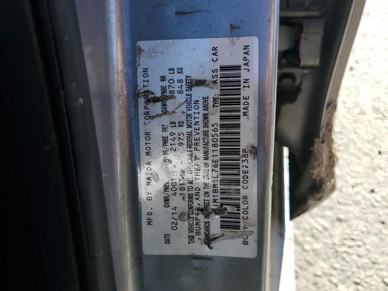 2014 Mazda 3 Touring VIN: JM1BM1L76E1180565 Lot: 87425855