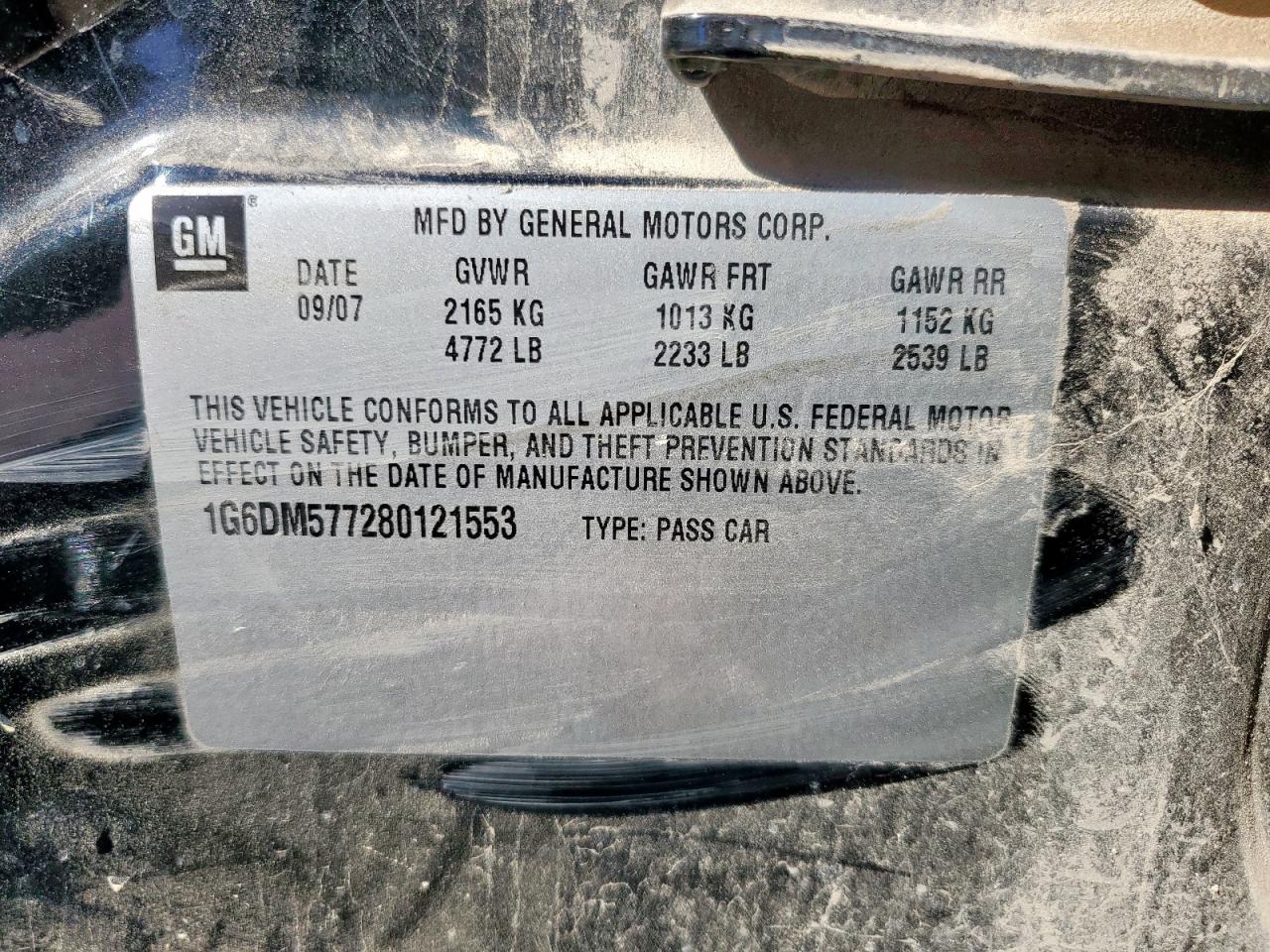 2008 Cadillac Cts VIN: 1G6DM577280121553 Lot: 90071385