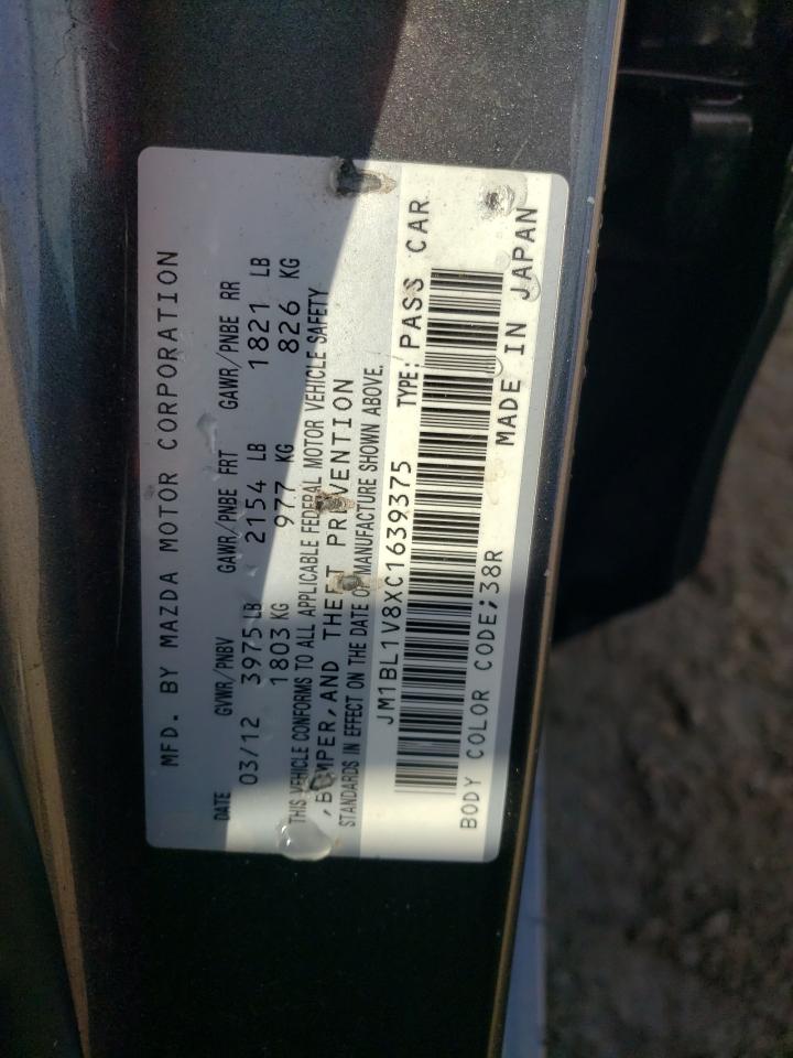 2012 Mazda 3 I VIN: JM1BL1V8XC1639375 Lot: 89559415
