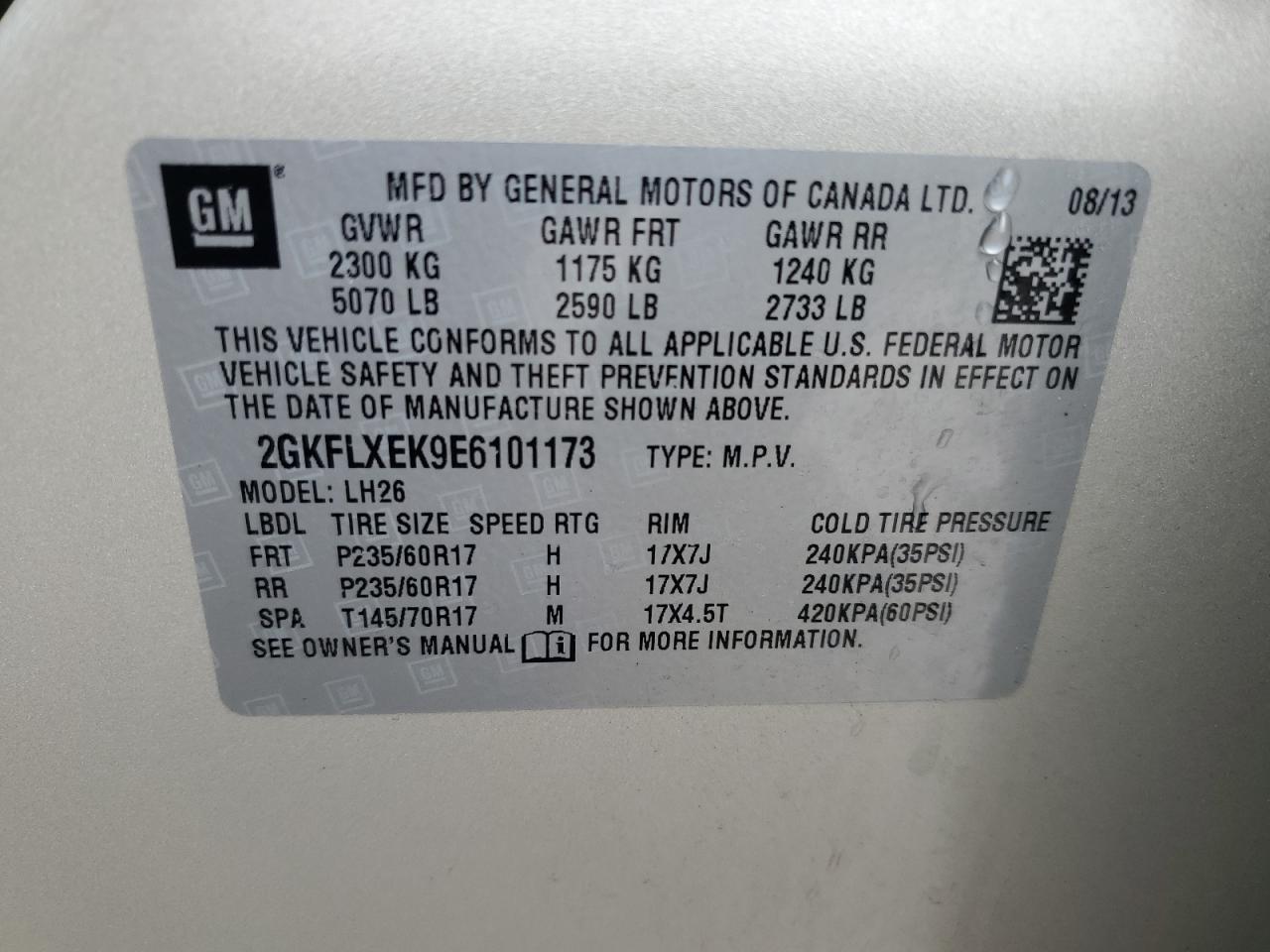 2014 GMC Terrain Slt VIN: 2GKFLXEK9E6101173 Lot: 85145775