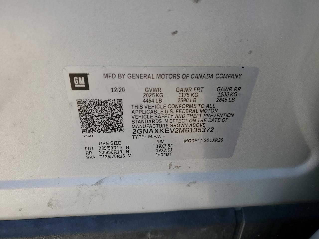 2021 Chevrolet Equinox Lt VIN: 2GNAXKEV2M6135372 Lot: 84967265