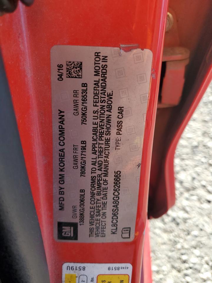 2016 Chevrolet Spark 1Lt VIN: KL8CD6SA8GC626665 Lot: 85142765