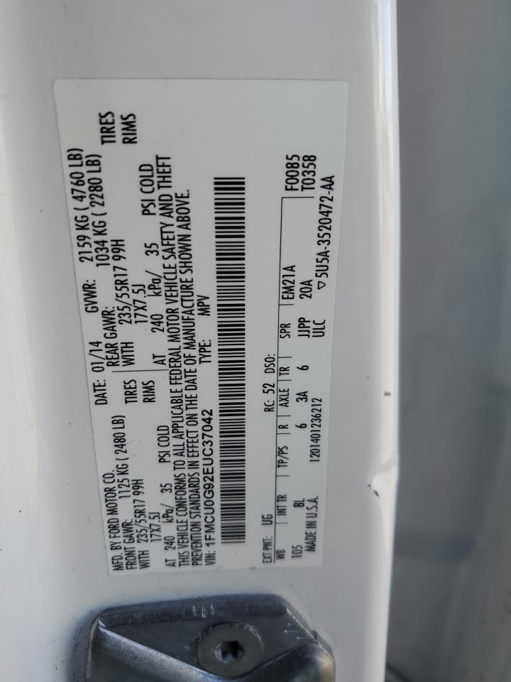 2014 Ford Escape Se VIN: 1FMCU0G92EUC37042 Lot: 90701505