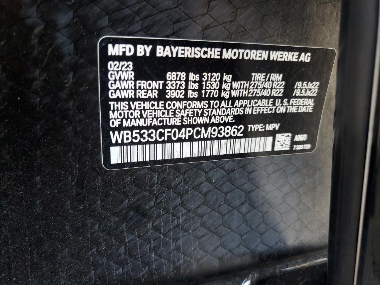 2023 BMW Ix M60 VIN: WB533CF04PCM93862 Lot: 82577625