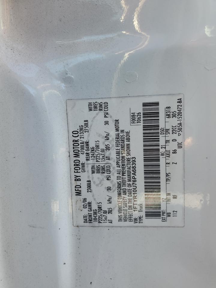 2006 Ford Ranger VIN: 1FTYR10U76PA68393 Lot: 80262695