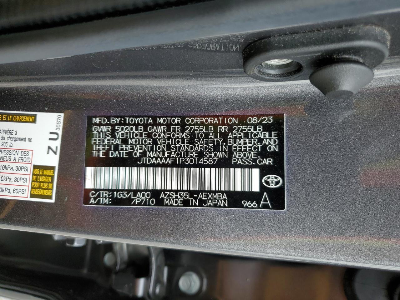 2023 Toyota Crown Xle VIN: JTDAAAAF1P3014587 Lot: 84482825