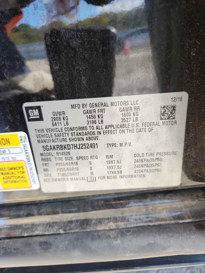 2017 Buick Enclave VIN: 5GAKRBKD7HJ252491 Lot: 90646365