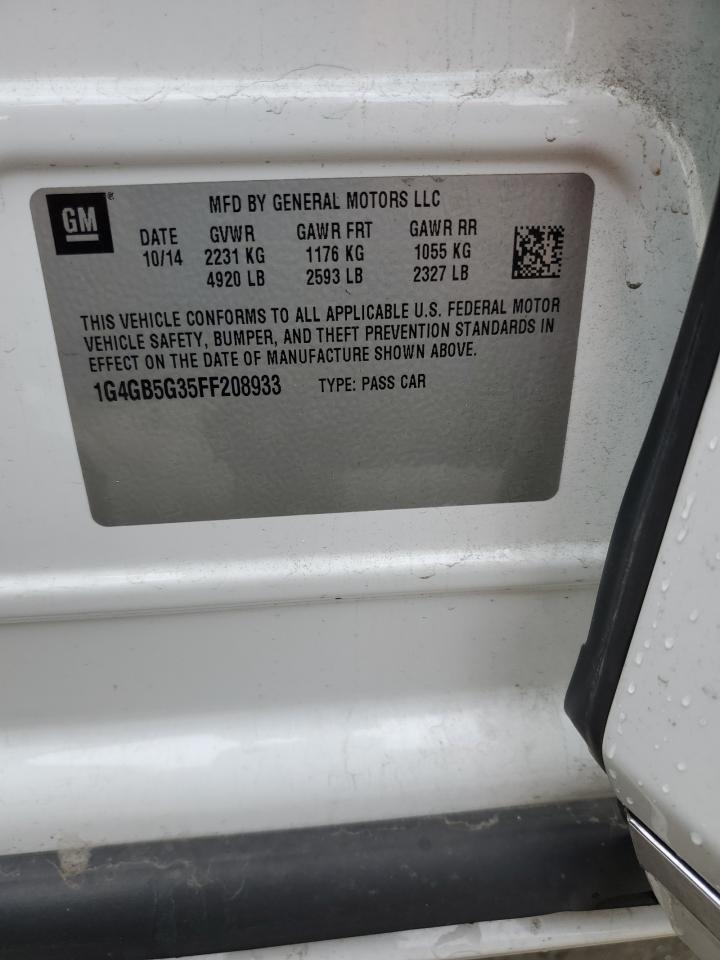 2015 Buick Lacrosse VIN: 1G4GB5G35FF208933 Lot: 82181295