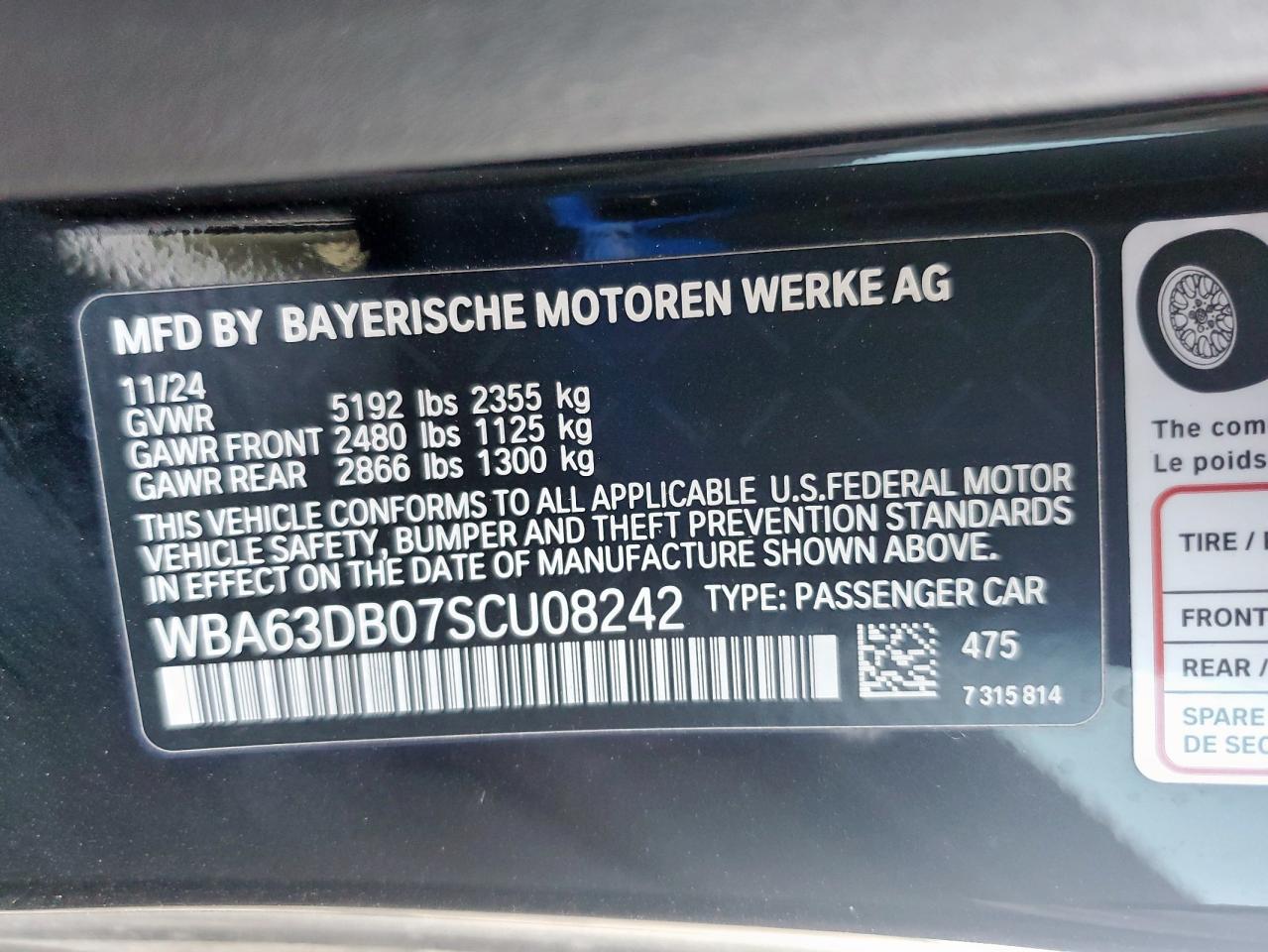 2025 BMW M440I VIN: WBA63DB07SCU08242 Lot: 85524905
