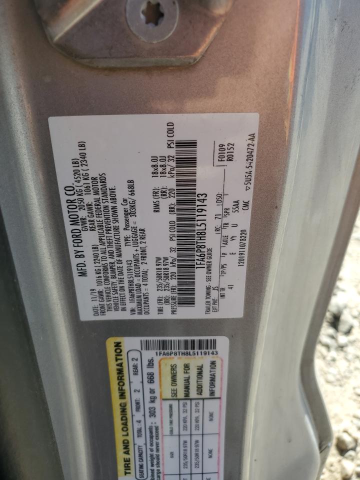 2020 Ford Mustang VIN: 1FA6P8TH8L5119143 Lot: 85355675