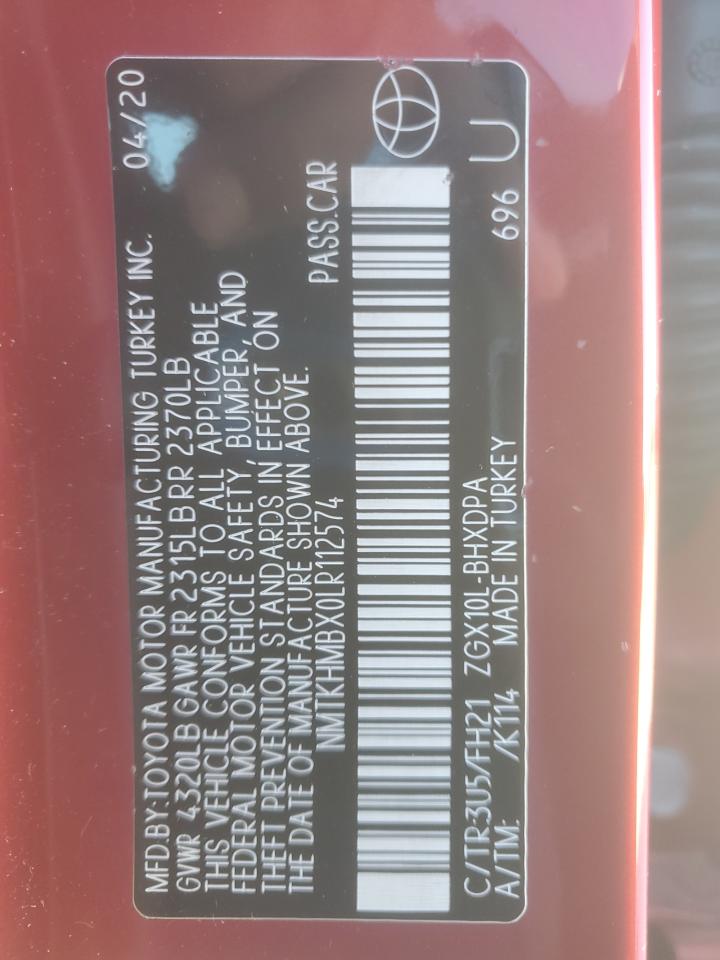 2020 Toyota C-Hr Xle VIN: NMTKHMBX0LR112574 Lot: 86221485