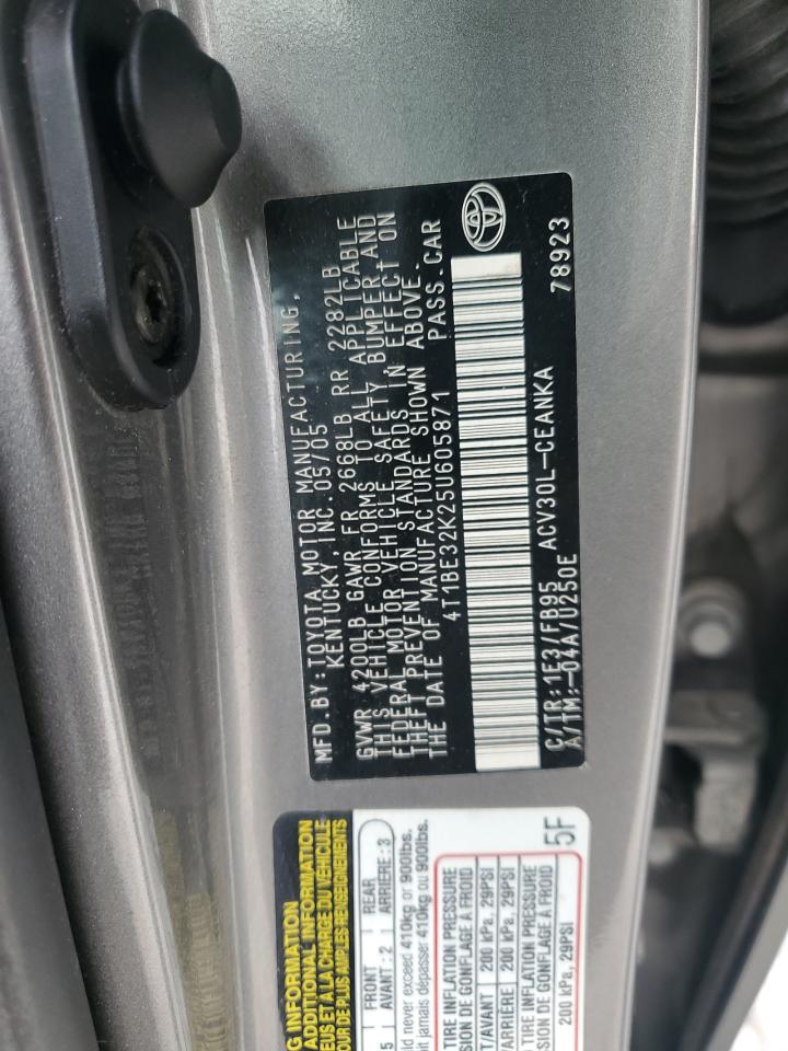 2005 Toyota Camry Le VIN: 4T1BE32K25U605871 Lot: 86107595
