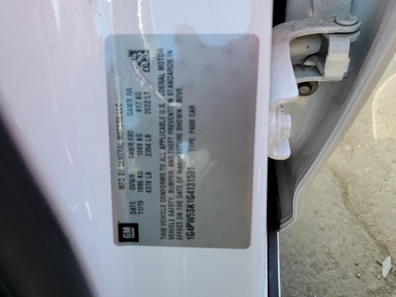 2016 Buick Verano Sport Touring VIN: 1G4PW5SK1G4131591 Lot: 90221655