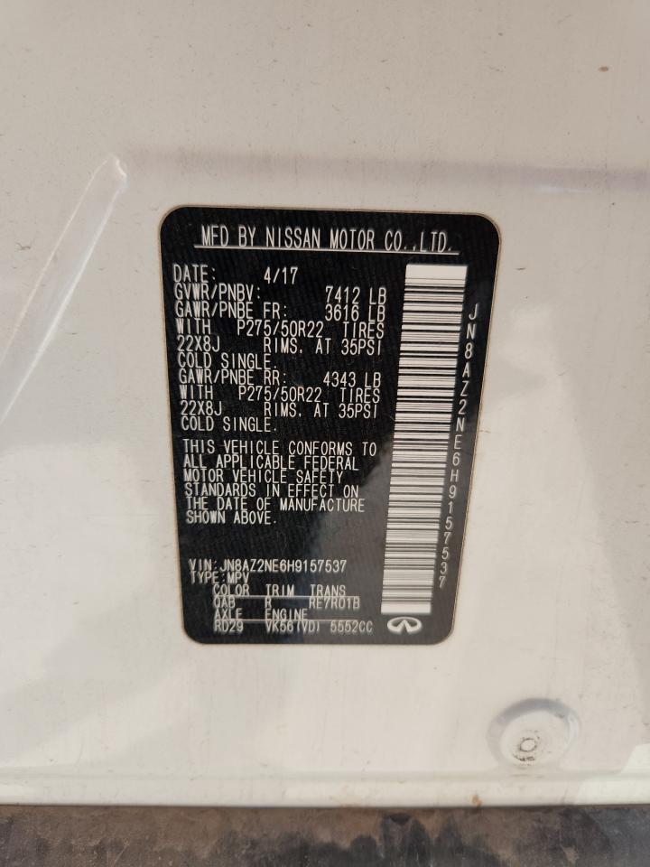 2017 Infiniti Qx80 Base VIN: JN8AZ2NE6H9157537 Lot: 85319425