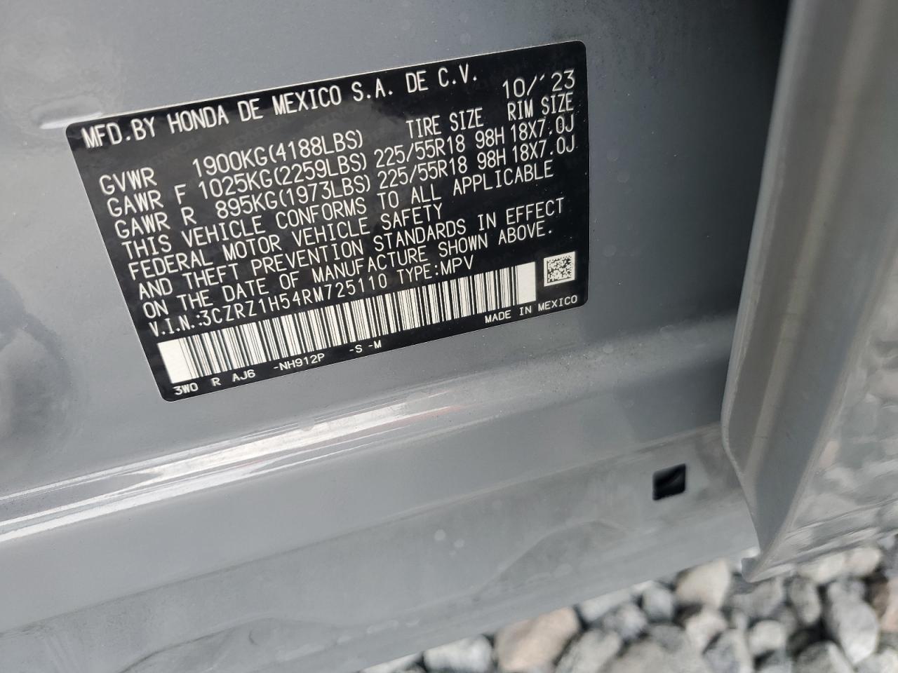 2024 Honda Hr-V Sport VIN: 3CZRZ1H54RM725110 Lot: 85474795