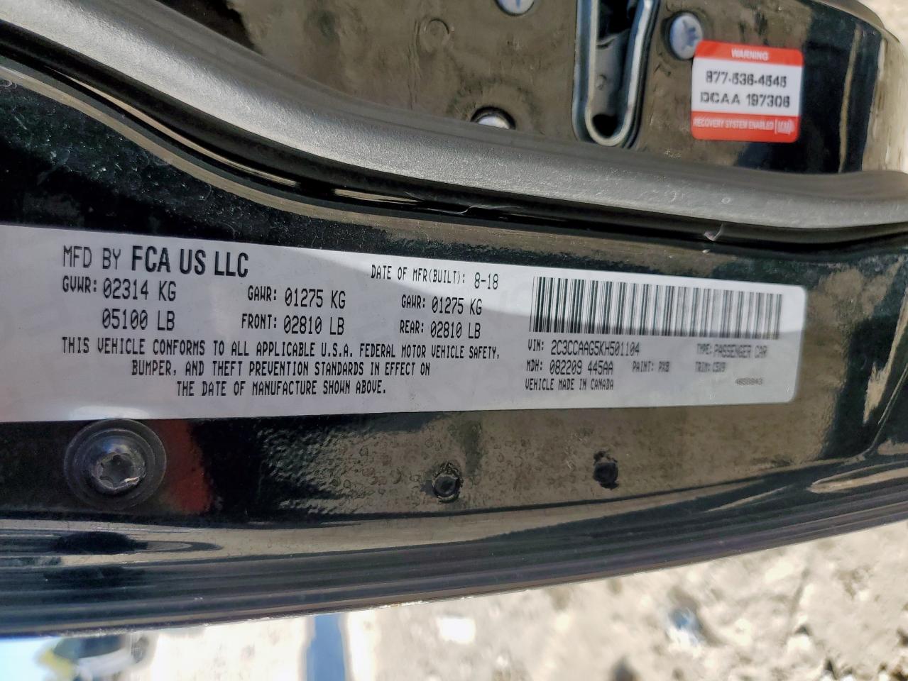 2019 Chrysler 300 Touring VIN: 2C3CCAAG5KH501104 Lot: 90824575