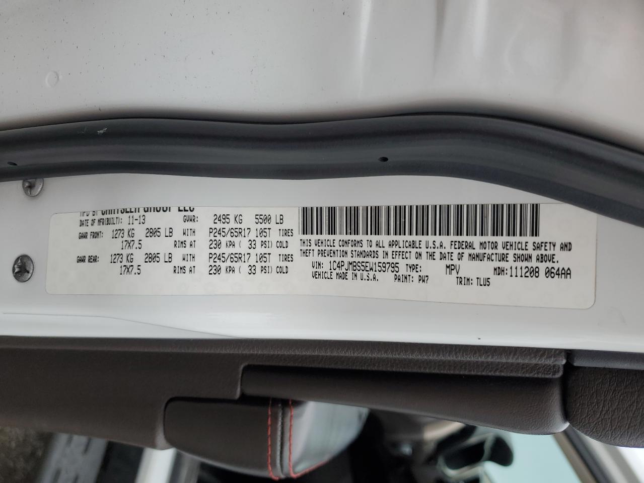 2014 Jeep Cherokee Trailhawk VIN: 1C4PJMBS5EW159795 Lot: 85185225