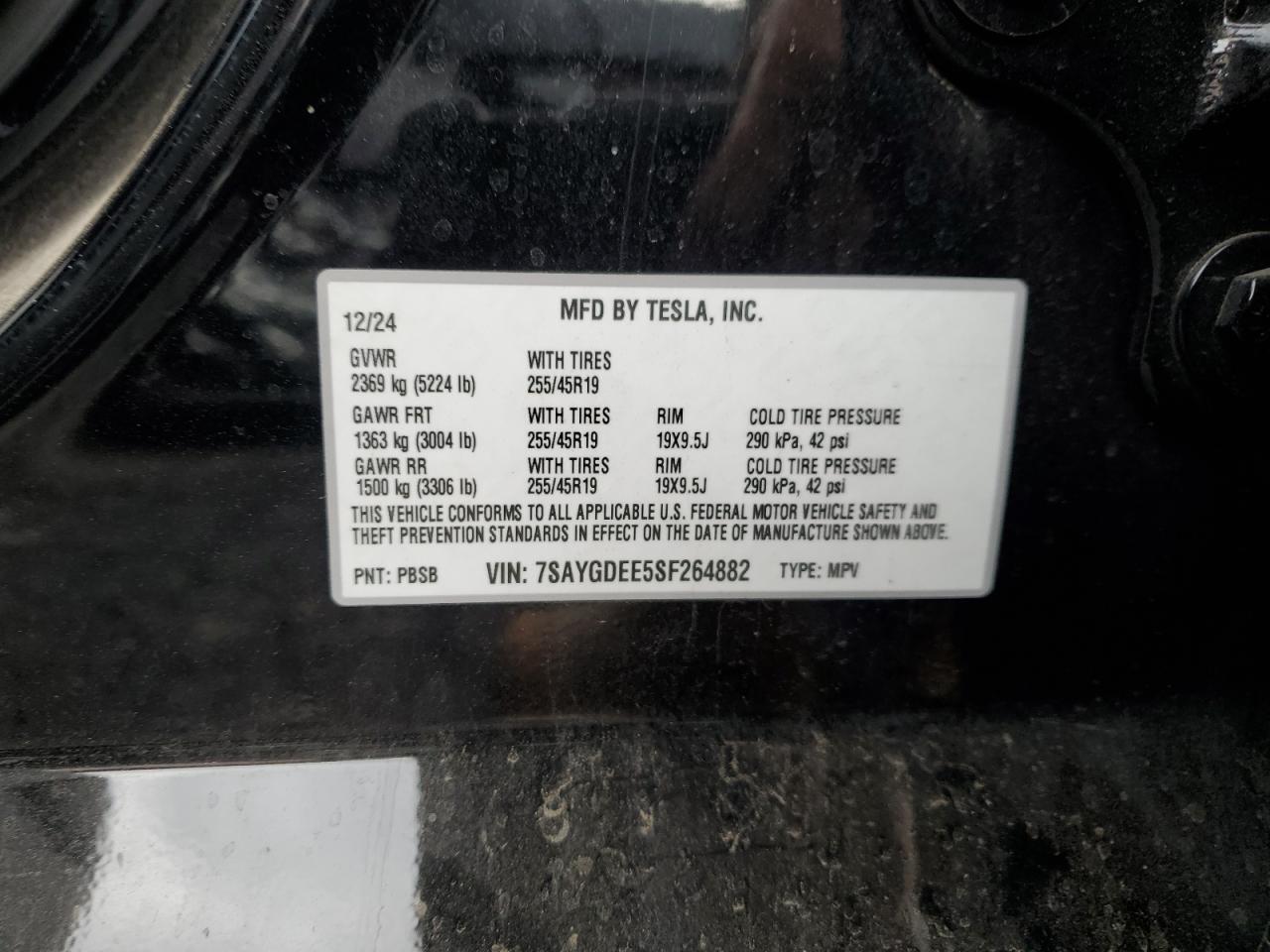 2025 Tesla Model Y VIN: 7SAYGDEE5SF264882 Lot: 86113415