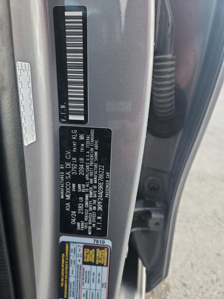 2024 Kia Forte Lx VIN: 3KPF24AD9RE786222 Lot: 85958745