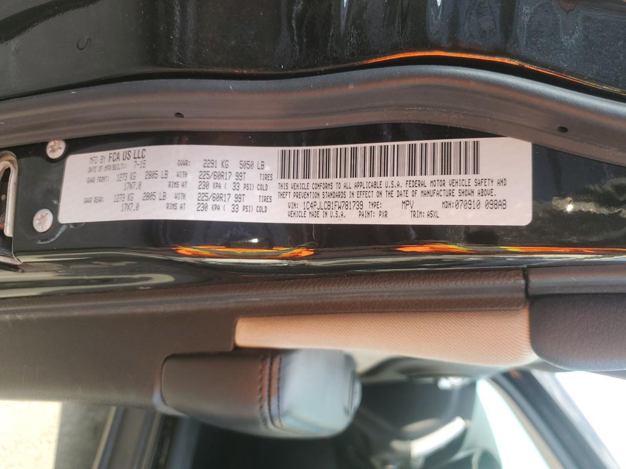 2015 Jeep Cherokee Latitude VIN: 1C4PJLCB1FW781739 Lot: 85152475