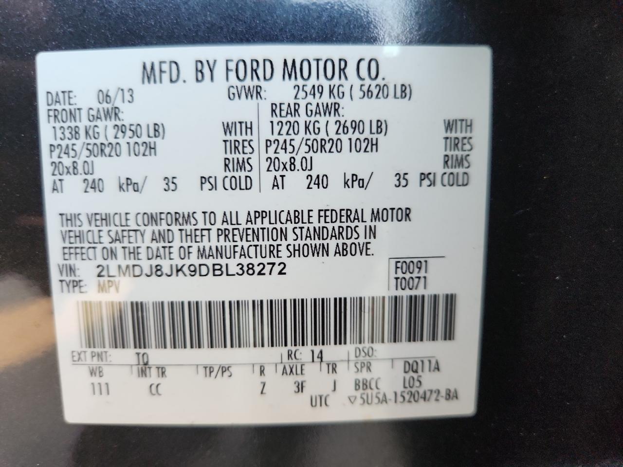 2013 Lincoln Mkx VIN: 2LMDJ8JK9DBL38272 Lot: 86829565