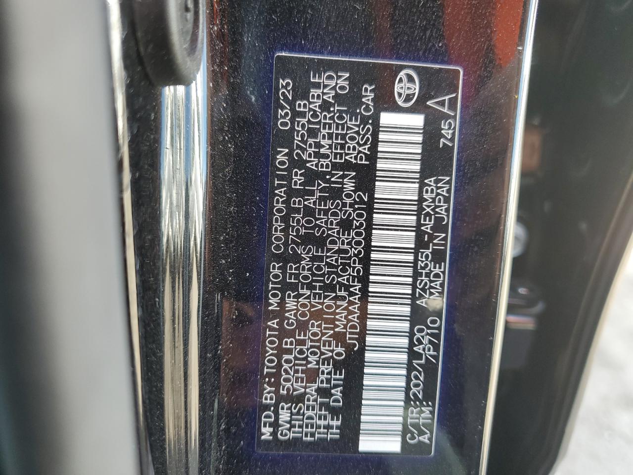 2023 Toyota Crown Xle VIN: JTDAAAAF5P3003012 Lot: 89436505