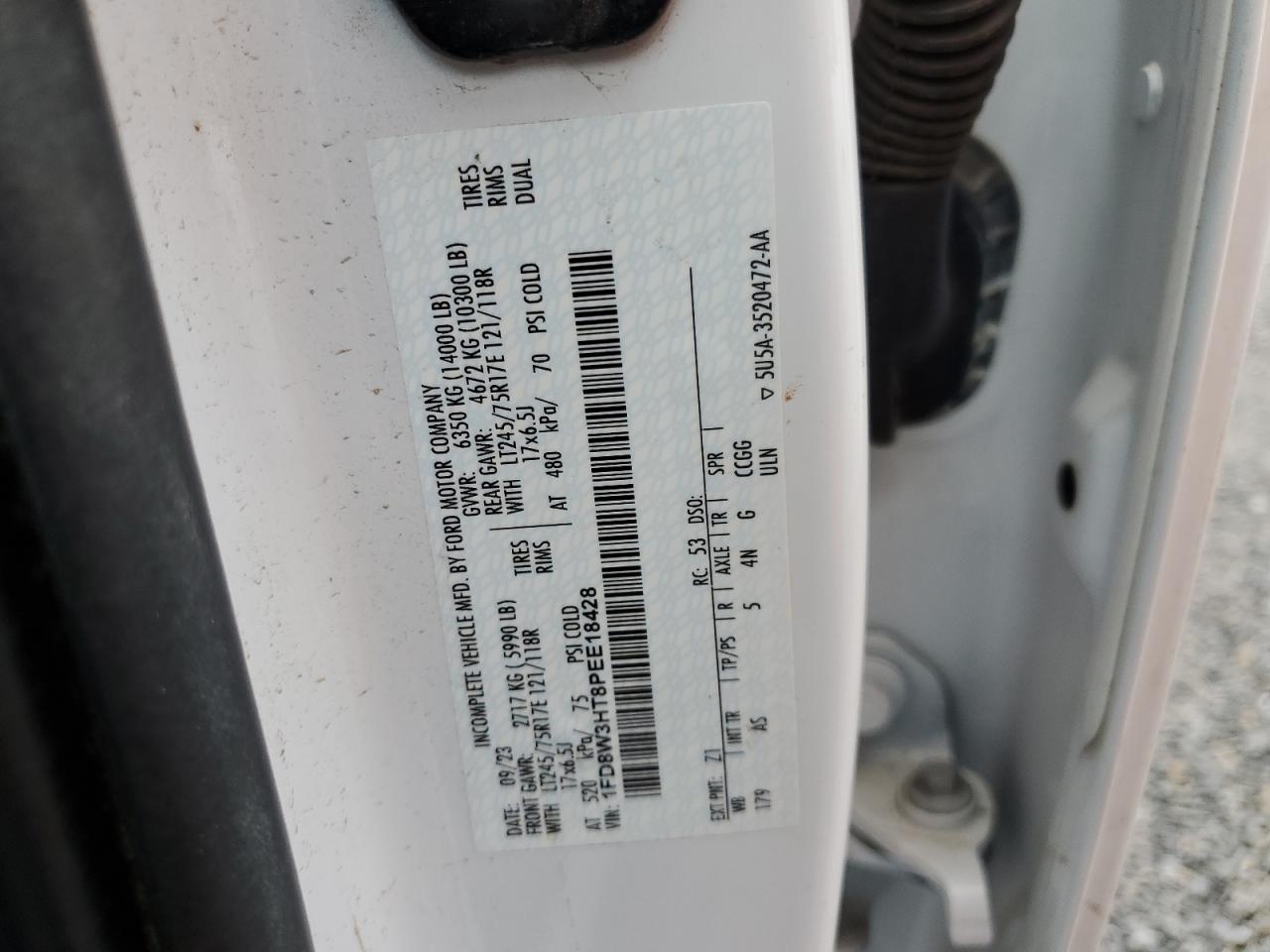 2023 Ford F350 Super Duty VIN: 1FD8W3HT8PEE18428 Lot: 82196045