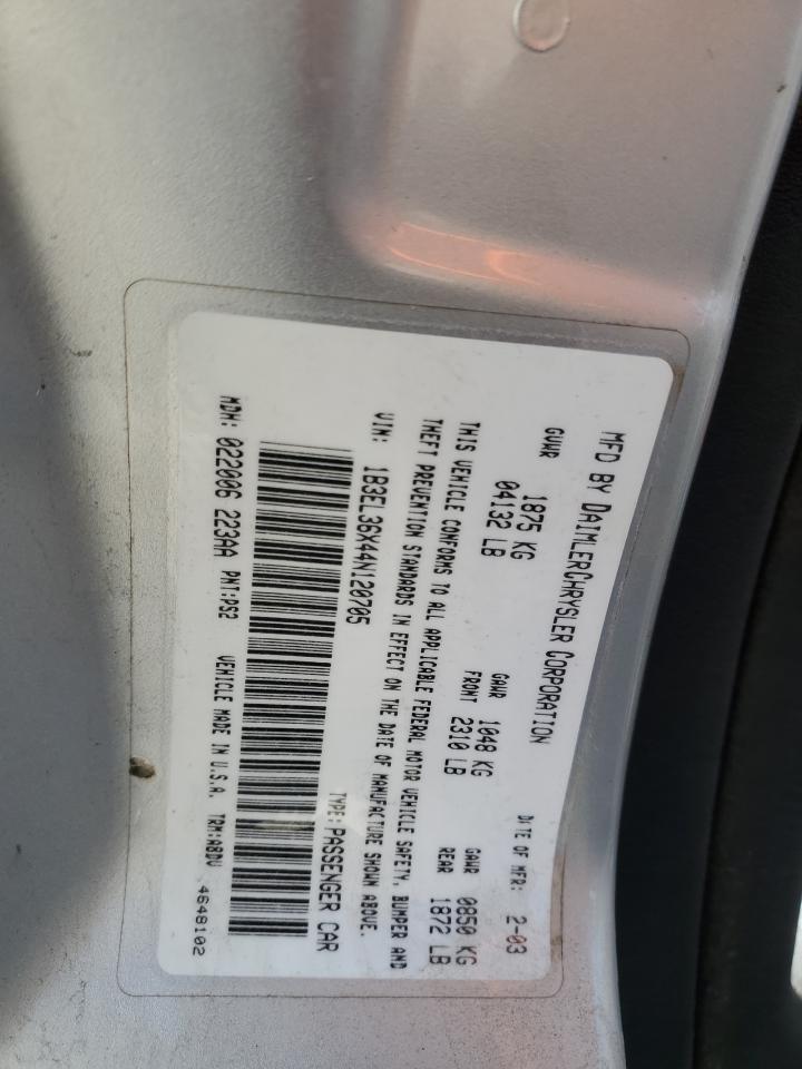 2004 Dodge Stratus Se VIN: 1B3EL36X44N120705 Lot: 82647745