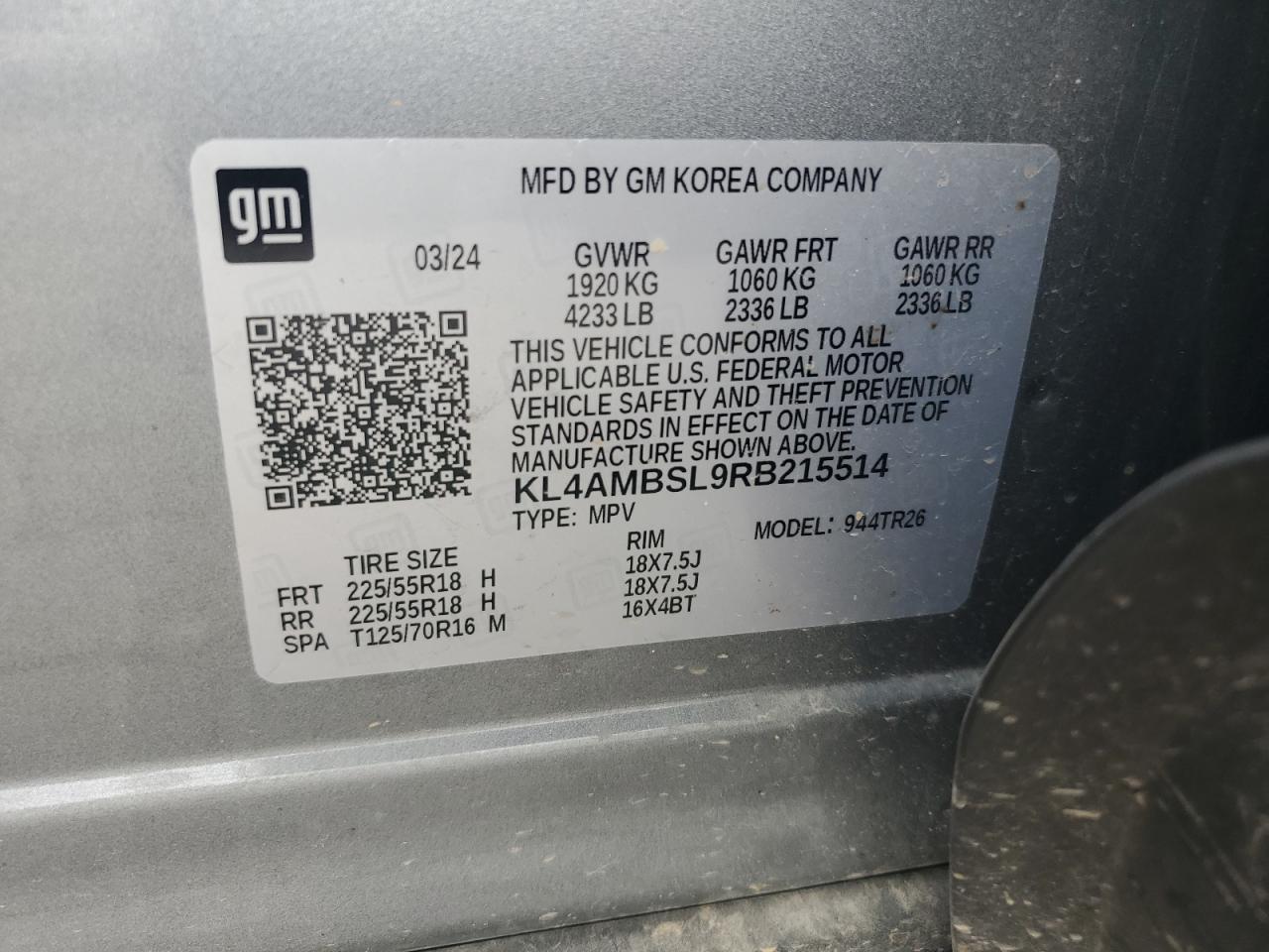 2024 Buick Encore Gx Preferred VIN: KL4AMBSL9RB215514 Lot: 87091475