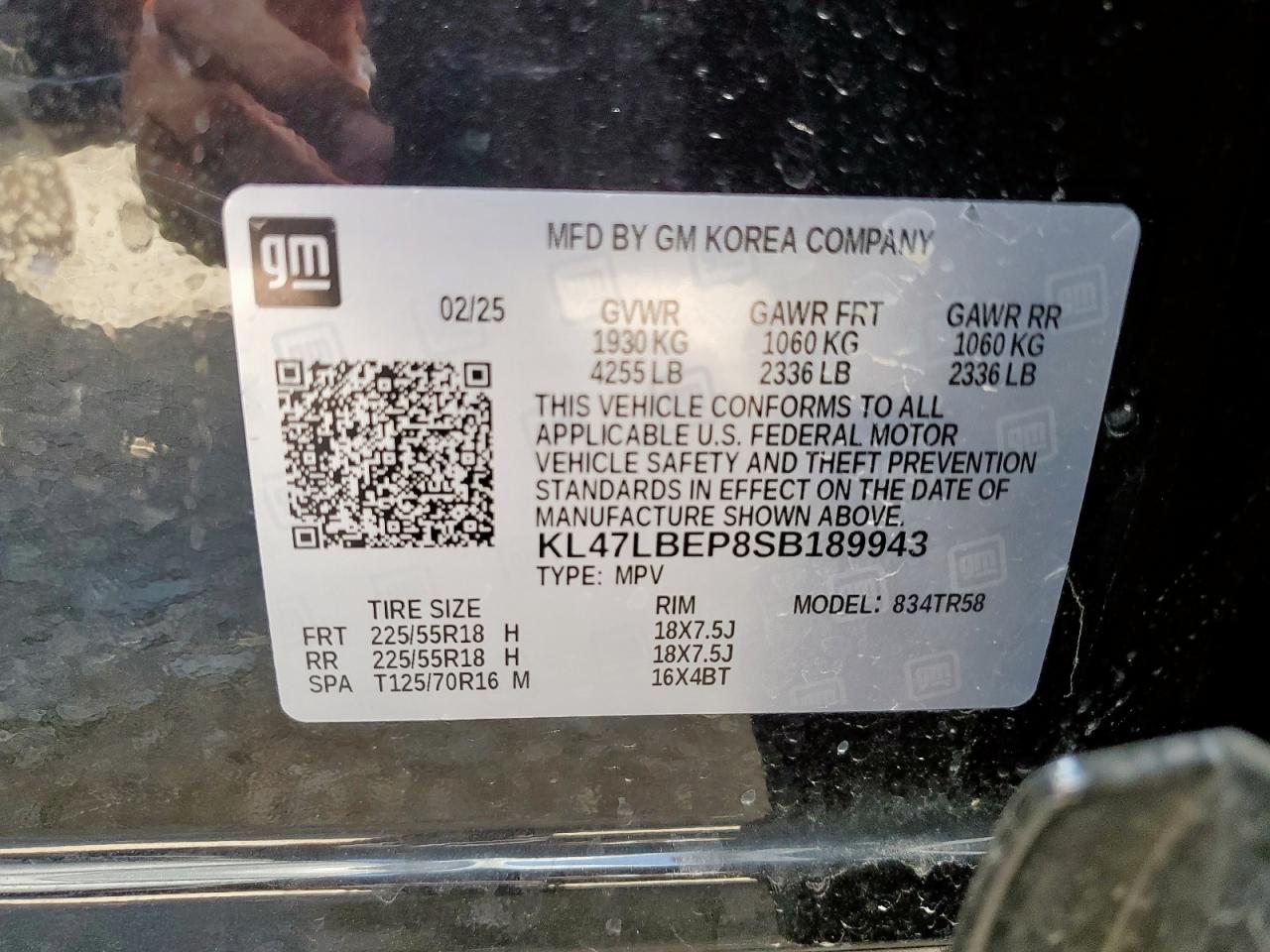 2025 Buick Envista Sport Touring VIN: KL47LBEP8SB189943 Lot: 81799895