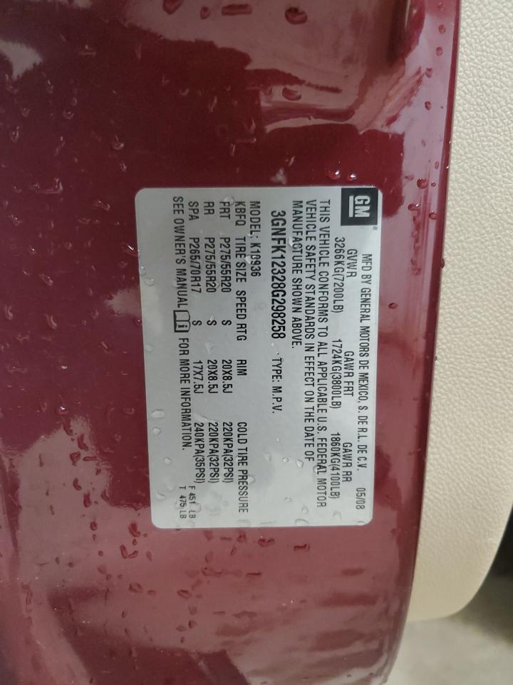 2008 Chevrolet Avalanche K1500 VIN: 3GNFK12328G298258 Lot: 87373065