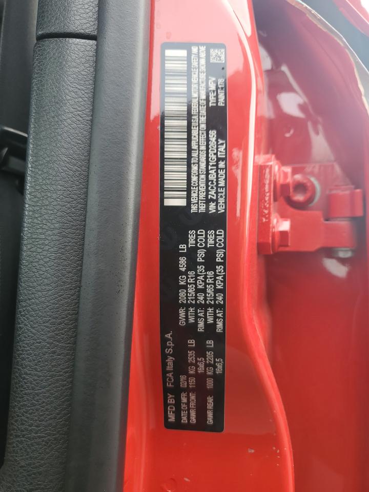 2016 Jeep Renegade Sport VIN: ZACCJBAT1GPD26456 Lot: 82181285