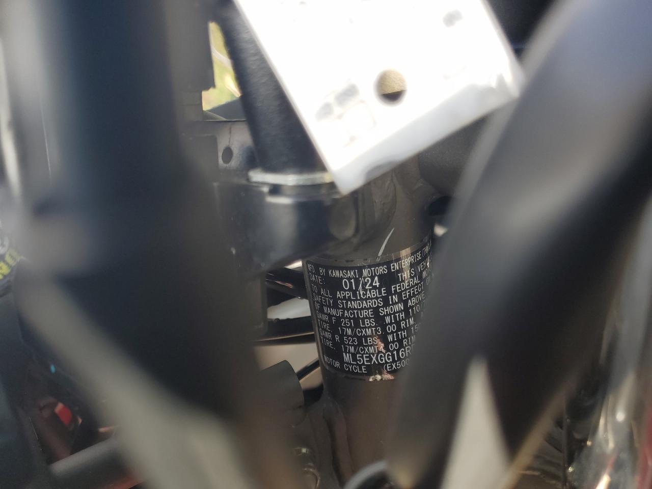 2024 Kawasaki Ex500 VIN: ML5EXGG16RDA05196 Lot: 90043575