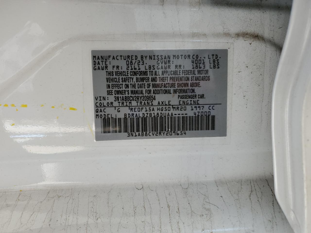 2024 Nissan Sentra Sv VIN: 3N1AB8CV2RY209654 Lot: 85003865