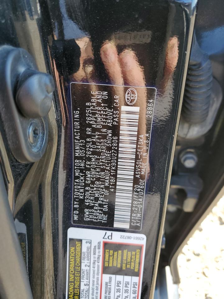 2013 Toyota Camry L VIN: 4T1BF1FK9DU272806 Lot: 85124465