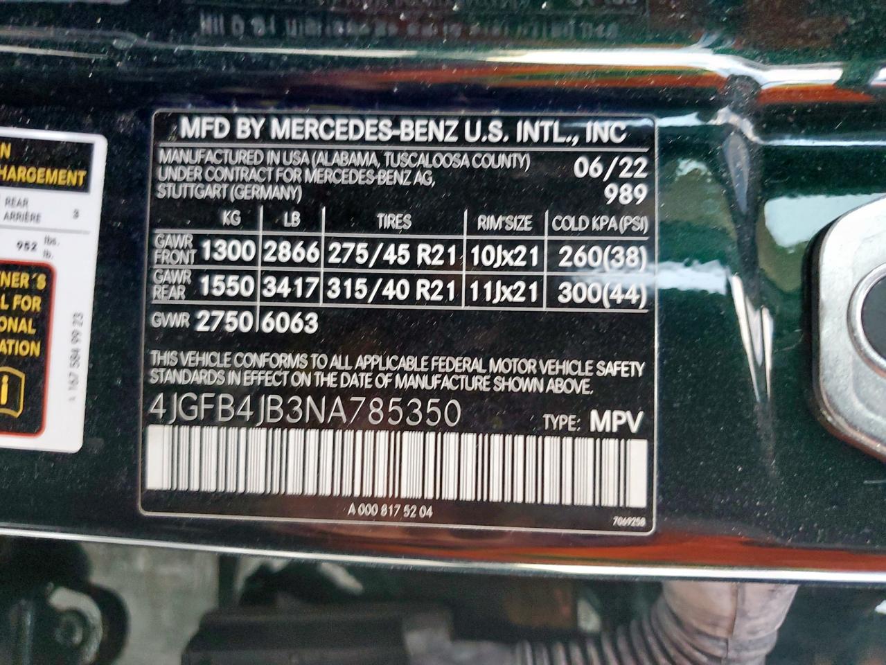 2022 Mercedes-Benz Gle 350 VIN: 4JGFB4JB3NA785350 Lot: 85009335