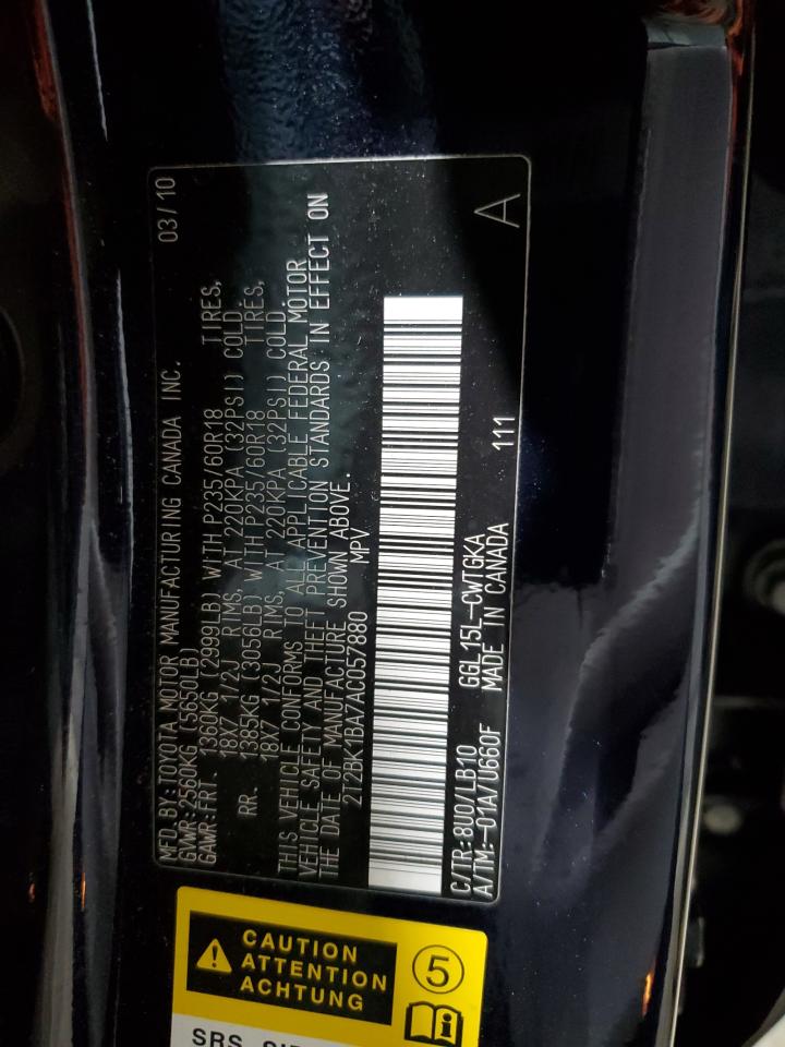 2010 Lexus Rx 350 VIN: 2T2BK1BA7AC057880 Lot: 86887865