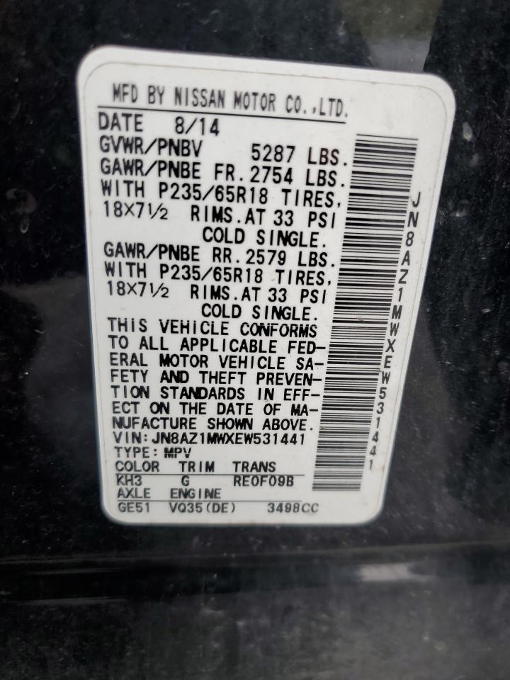 2014 Nissan Murano S VIN: JN8AZ1MWXEW531441 Lot: 82409975