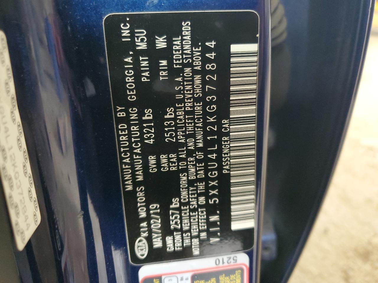 2019 Kia Optima Ex VIN: 5XXGU4L12KG372844 Lot: 84800695