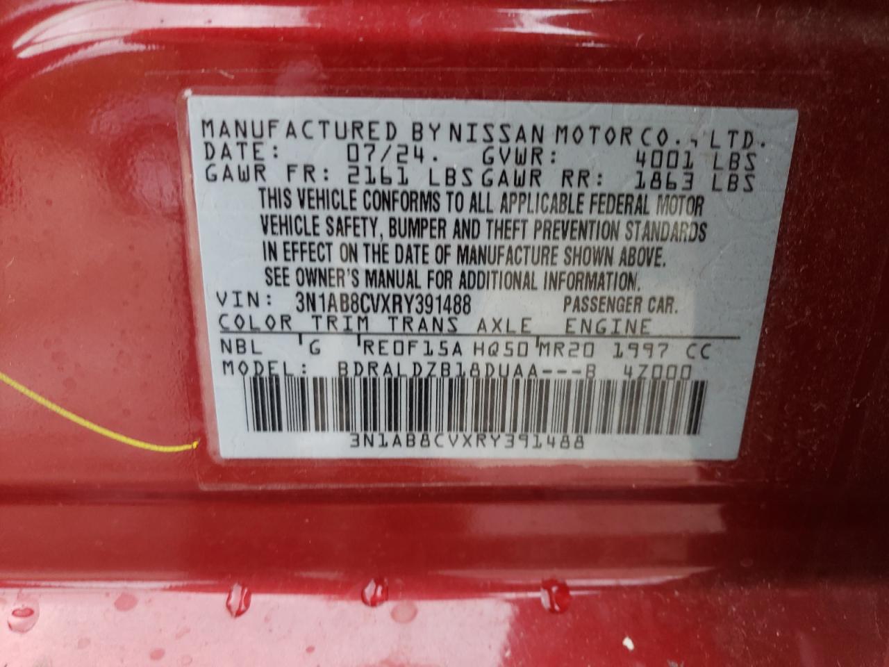 2024 Nissan Sentra Sv VIN: 3N1AB8CVXRY391488 Lot: 84060935