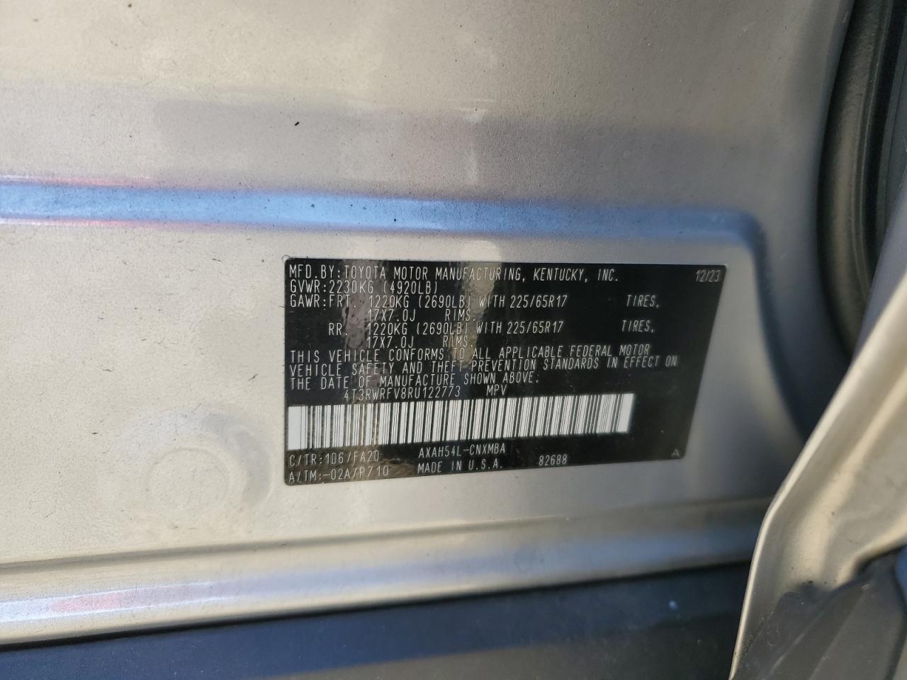 2024 Toyota Rav4 Xle VIN: 4T3RWRFV8RU122773 Lot: 84451895