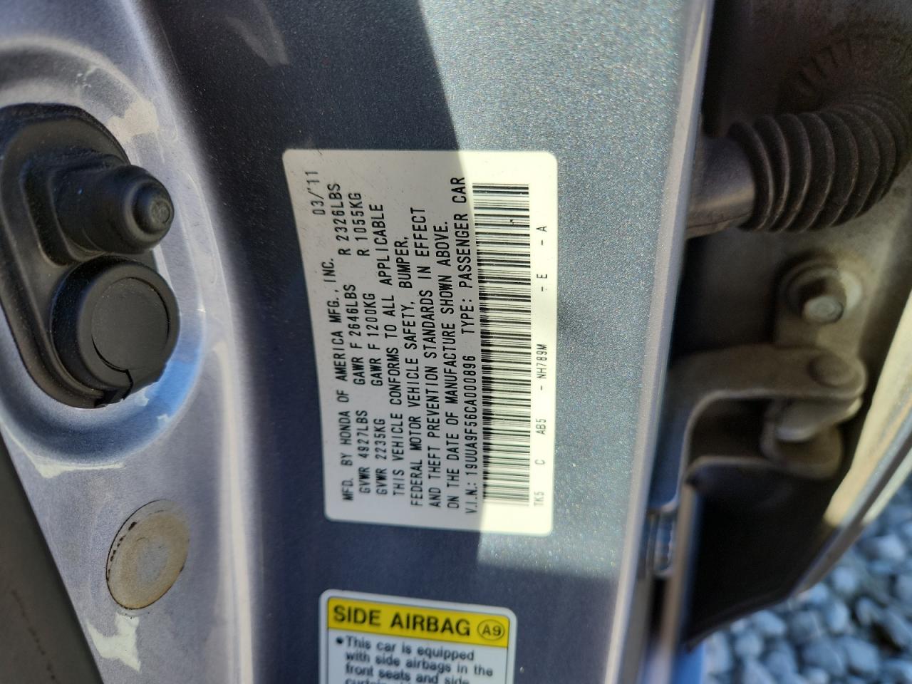 2012 Acura Tl VIN: 19UUA9F56CA000896 Lot: 86459865